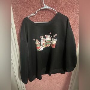 SHEIN Black Sweater with Festive Print